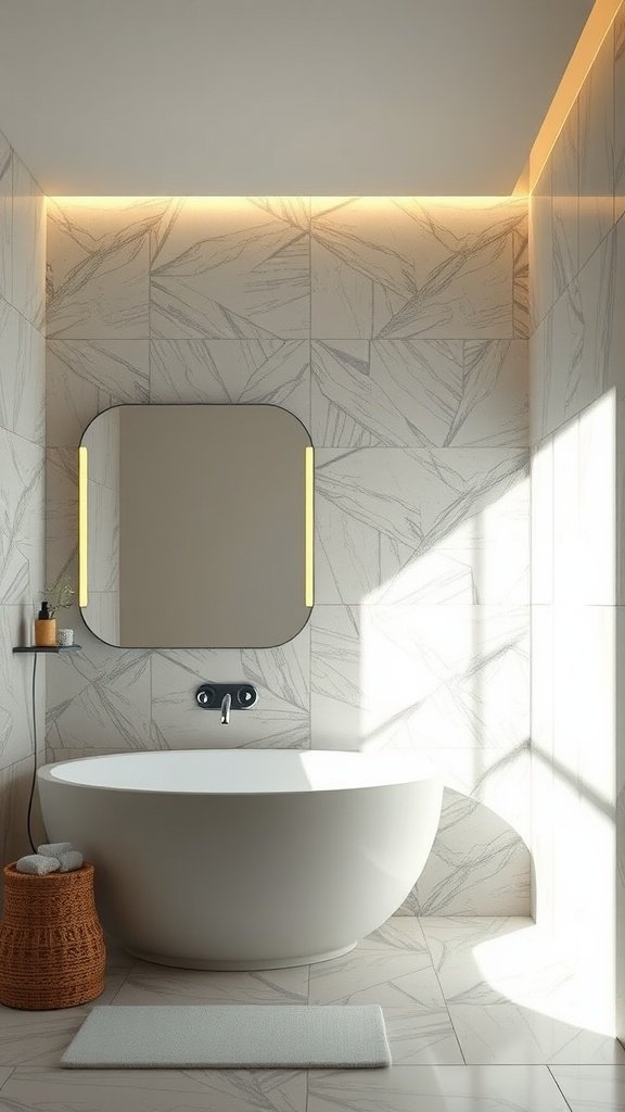 Modern bathroom featuring layered lighting techniques