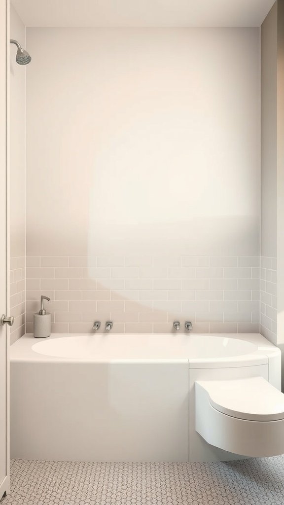 Bathroom with subtle gradient tiles and a modern tub