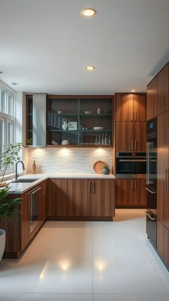 Bright kitchen with recessed and under-cabinet lighting