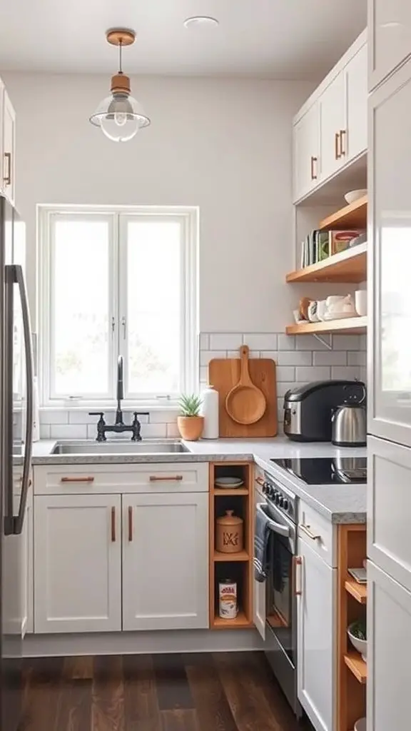 Compact kitchen with efficient layout and smart storage solutions.