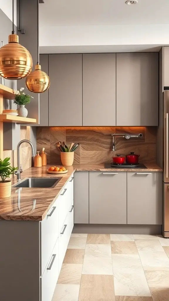 Bright kitchen with light wood countertop and stylish decor