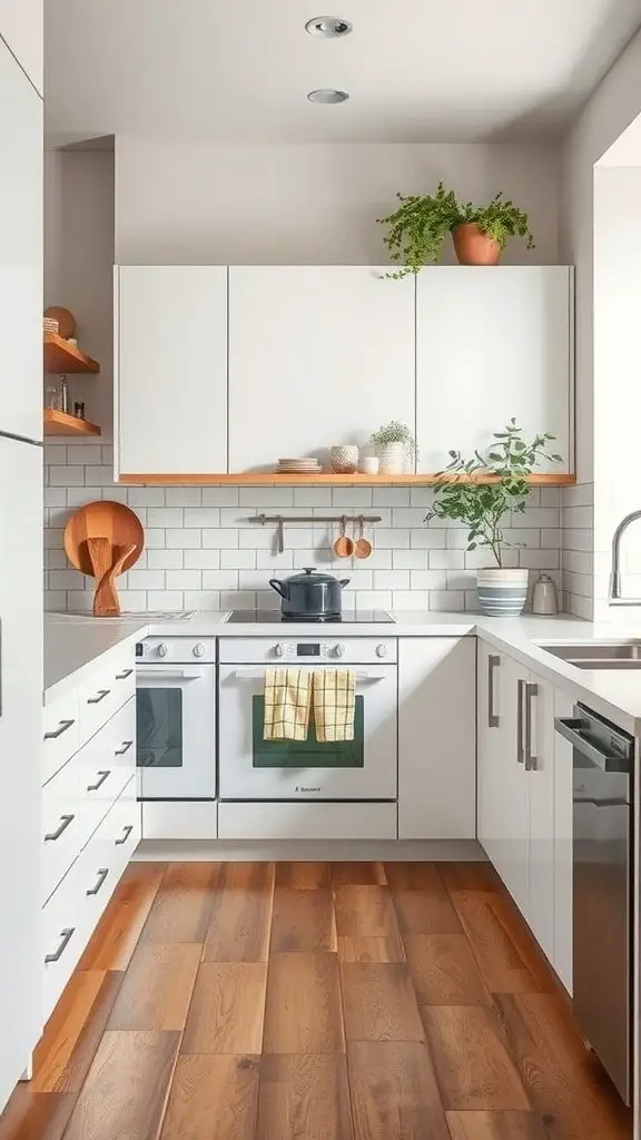 A modern kitchen featuring eco-friendly appliances and a clean design.